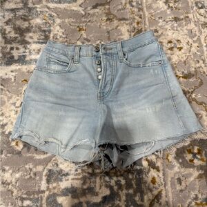 Old Navy Light Blue Denim Button-Fly Frayed Hem Higher High-Rise Shorts